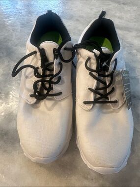 Women's White Canvas Lace-Up Sneakers with Black Accents